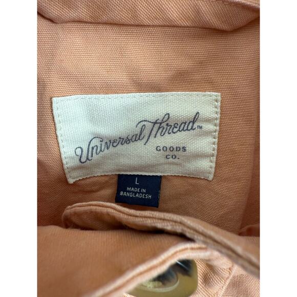 Universal Thread Size L Tie Front Button Jacket Peach Long Sleeve Pocket Outdoor - Picture 6 of 8